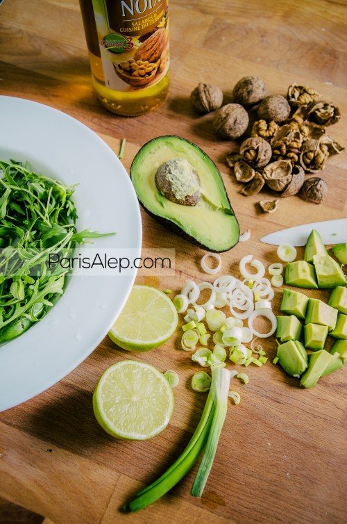 Salade avocat roquette noix