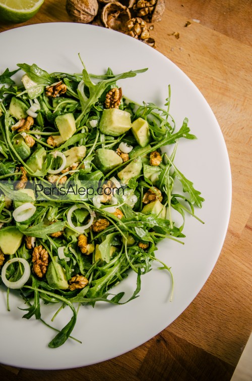 Salade avocat roquette noix