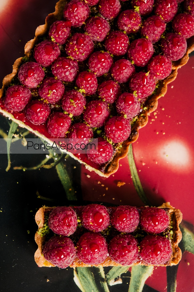 Tarte framboises pistaches