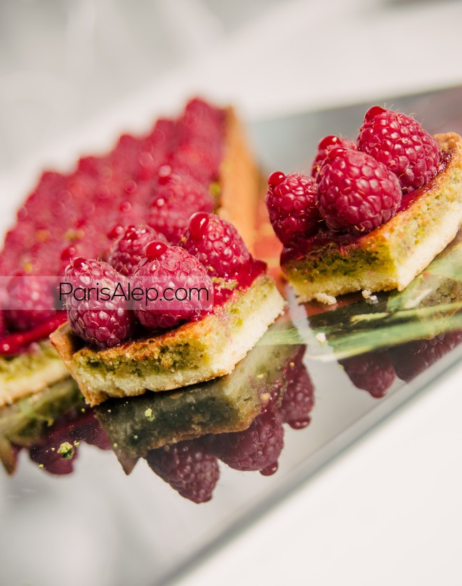 Tarte framboises pistaches